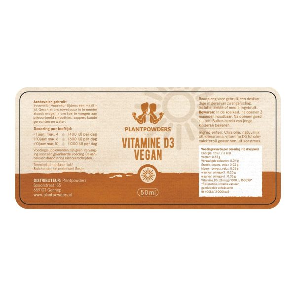 Plantpowders Vitamine D3 etiket