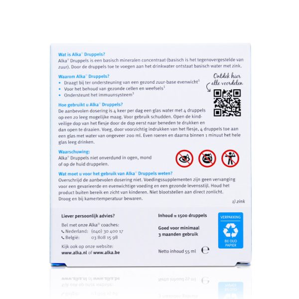 Alka druppels achterkant van de verpakking