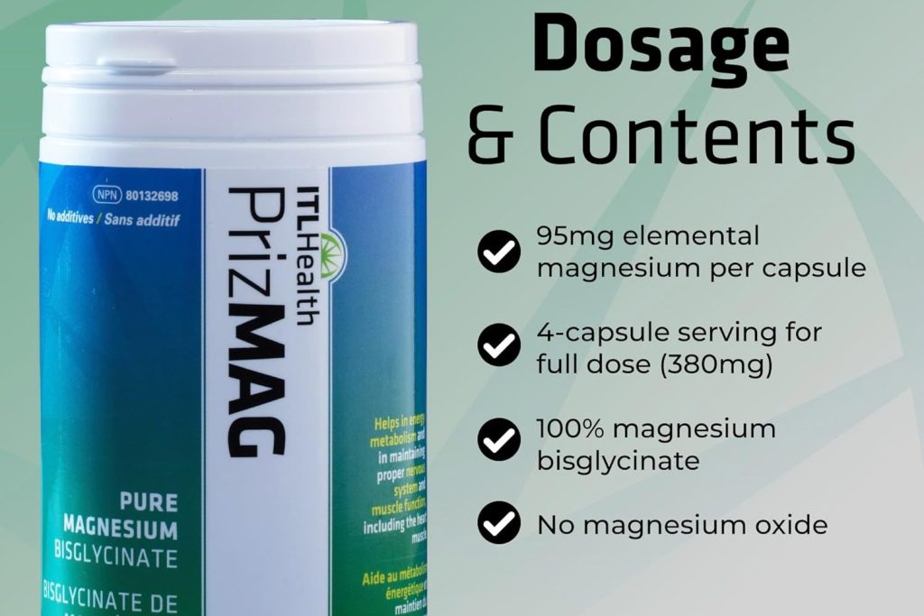 ITL Health PrizMAG magnesium bisglycinaat capsules voor slaap en ontspanning dosering en inhoud