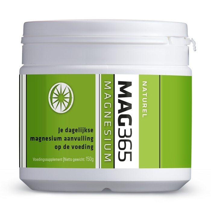 MAG365 Magnesium Poeder Neutraal 150g ITL Health MAG365 magnesium poeder neutraal 150 gram mockup hoogopneembaar
